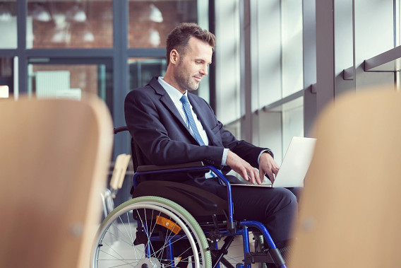 Business professional in wheelchair
